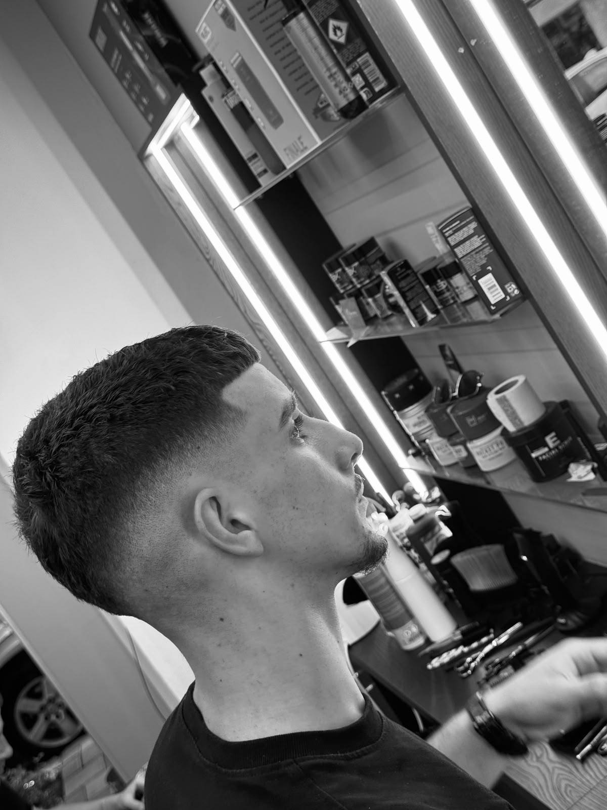 Downtown Trim client with a fresh skin fade